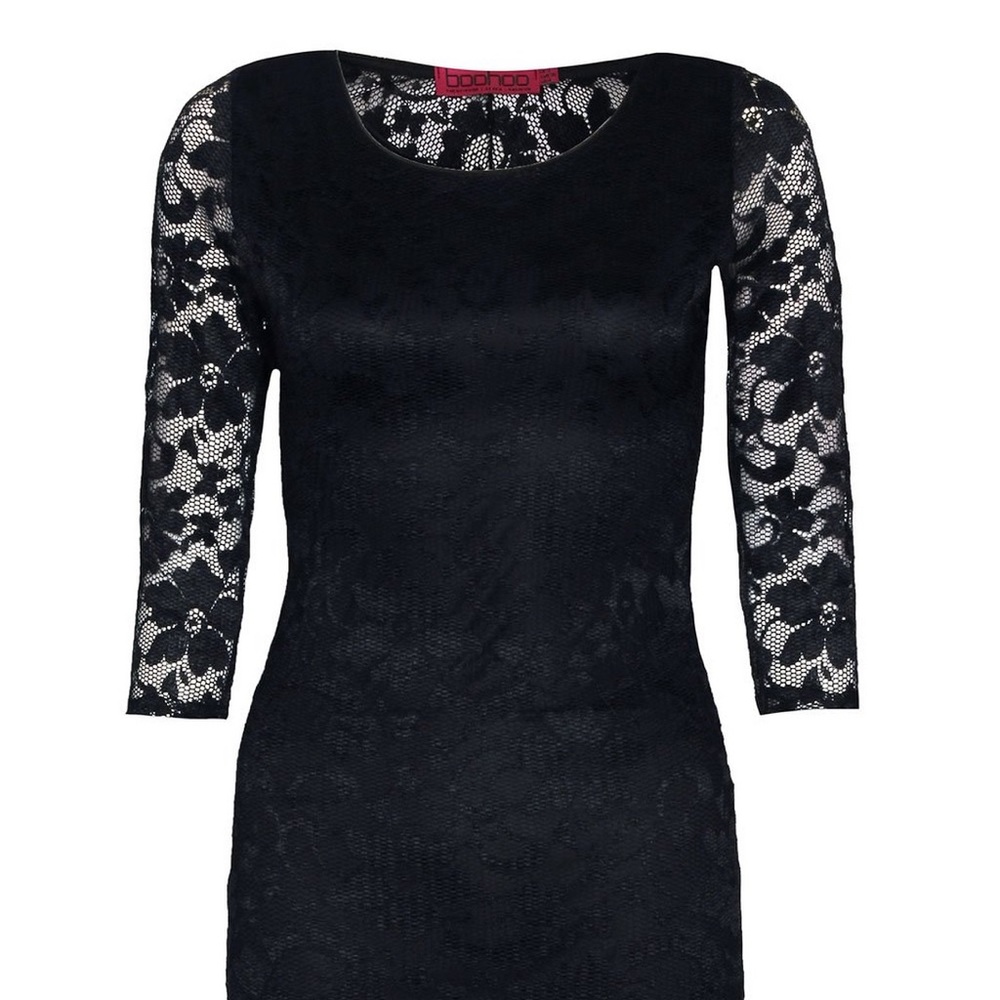 Boohoo Scallop Open Back Lace Dress
